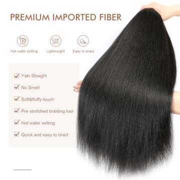 DIFUNEE Pre-stretched Braiding Hair - 16 Inch 8 Packs Dark Brown Short Braiding Hair For Twist or Box Braids, Yaki Texture Hot Water Setting Synthetic Braiding Hair Extensions (16 Inch, #2-8P)