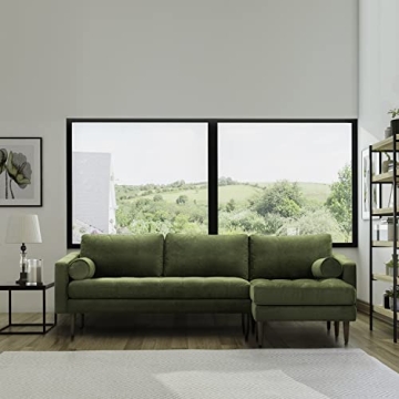 POLY & BARK Napa Right-Facing Sectional Sofa in Green Velvet
