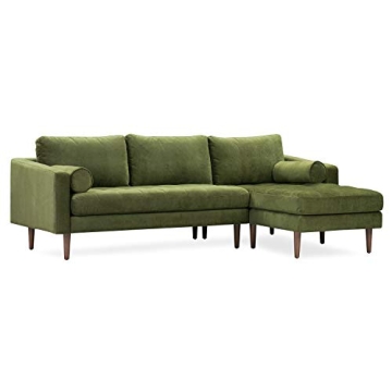 POLY & BARK Napa Right-Facing Sectional Sofa in Green Velvet