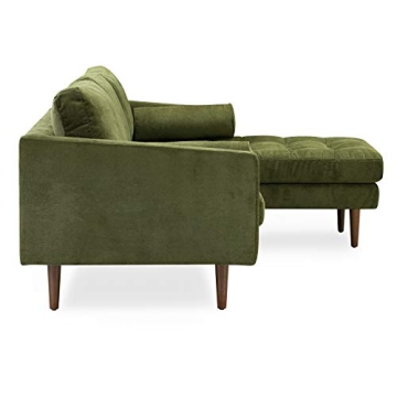 POLY & BARK Napa Right-Facing Sectional Sofa in Green Velvet