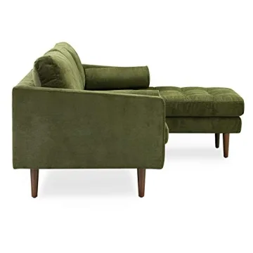 POLY & BARK Napa Right-Facing Sectional Sofa in Green Velvet