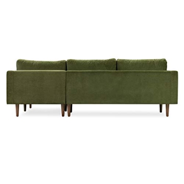 POLY & BARK Napa Right-Facing Sectional Sofa in Green Velvet