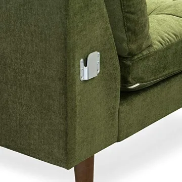 POLY & BARK Napa Right-Facing Sectional Sofa in Green Velvet