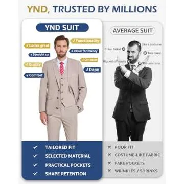 YND Men's Slim Fit 3 Piece Suit Set for Every Occasion