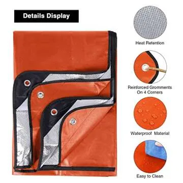RedSwing 2 Pack Survival Blanket, Waterproof Emergency Thermal Tarp, Multipurpose Reflective Insulated All Weather Blankets for Camping Hiking, Green x 1, Orange x 1