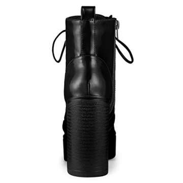Allegra K Stylish Chunky High Heel Lace Up Boots