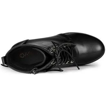 Allegra K Stylish Chunky High Heel Lace Up Boots