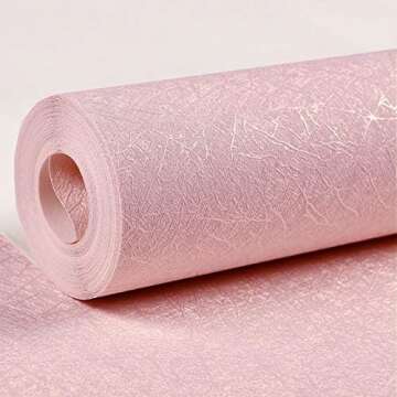 Cohoo Home Silk Pink Wallpaper Peel and Stick Contact Paper Pink Textured Silk Wallpaper Stick and P...