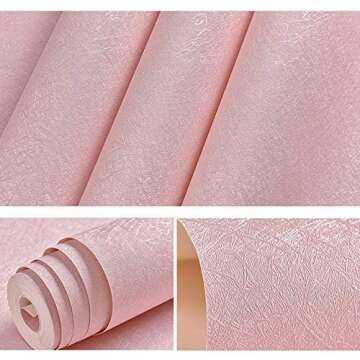 Cohoo Home Silk Pink Wallpaper Peel and Stick Contact Paper Pink Textured Silk Wallpaper Stick and Peel Self Adhesive Removable Paper Bedroom Wall Sticker Girls Drawer Liner Waterproof 15.7inW 197inL