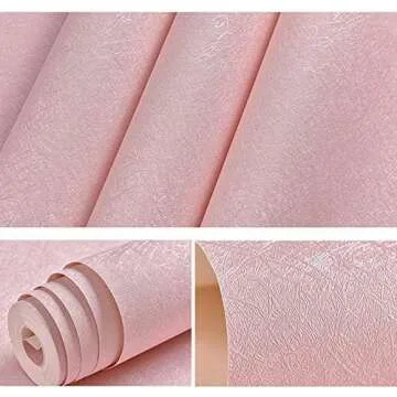 Cohoo Home Silk Pink Wallpaper Peel and Stick Contact Paper Pink Textured Silk Wallpaper Stick and Peel Self Adhesive Removable Paper Bedroom Wall Sticker Girls Drawer Liner Waterproof 15.7inW 197inL