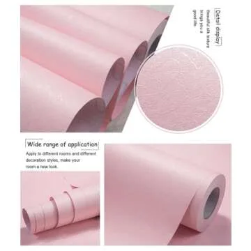 Cohoo Home Silk Pink Wallpaper Peel and Stick Contact Paper Pink Textured Silk Wallpaper Stick and Peel Self Adhesive Removable Paper Bedroom Wall Sticker Girls Drawer Liner Waterproof 15.7inW 197inL