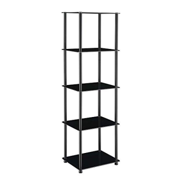 Convenience Concepts Designs2Go Classic Glass Shelves 15.75" - 5-Tier Glass Tower Room Décor, Moder...