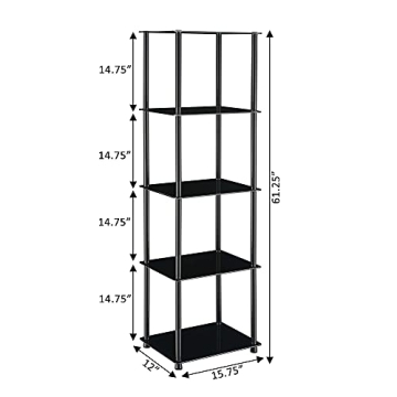 Convenience Concepts Designs2Go Modern 5-Tier Glass Shelves