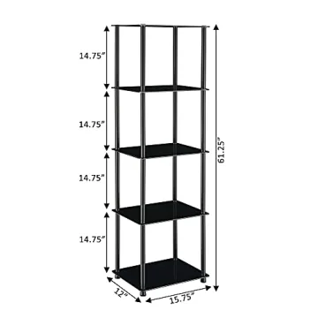 Convenience Concepts Designs2Go Modern 5-Tier Glass Shelves