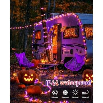 JMEXSUSS 2 Pack Solar Halloween Lights, Total 66FT 200 LED Orange and Purple Halloween Lights Outdoo...