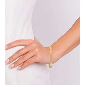 Miabella 18K Gold Over Sterling Silver Byzantine Bracelet