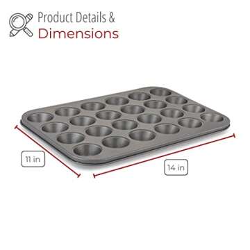 husMait 24 Cup Mini-Muffin Pan - Premium Non Stick Kitchen Cupcake Pan for Baking Mini Cupcakes, Sma...