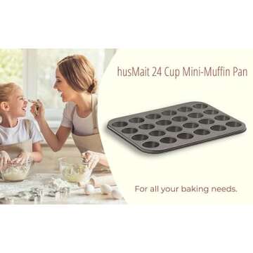 husMait 24 Cup Mini-Muffin Pan - Premium Non Stick Kitchen Cupcake Pan for Baking Mini Cupcakes, Small Muffins, and Tarts