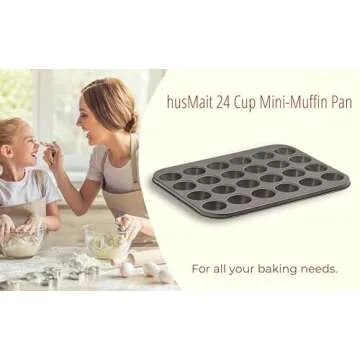 husMait 24 Cup Mini-Muffin Pan - Premium Non Stick Kitchen Cupcake Pan for Baking Mini Cupcakes, Small Muffins, and Tarts