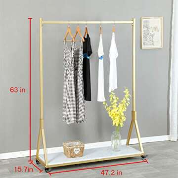 FURVOKIA Modern Simple Heavy Duty Metal Rolling Garment Rack with Wheels,Retail Display Clothing Rac...