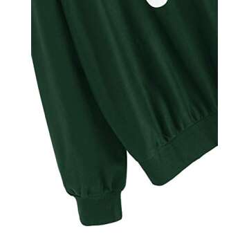 SweatyRocks Women's Hoodie Letter Print Long Sleeve Hooded Sweatshirt Pullover Top Green X-Large