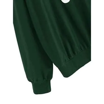 SweatyRocks Women's Hoodie Letter Print Long Sleeve Hooded Sweatshirt Pullover Top Green X-Large