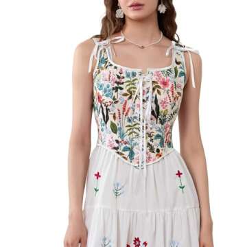 Women Vintage Floral Camisole with Elegant Embroidery