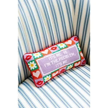 Handmade Needlepoint Throw Pillow Song Lyrics Decor