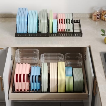 Expandable Food Container Lid Organizer for Kitchen Tidy