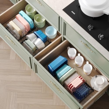 Expandable Food Container Lid Organizer for Kitchen Tidy