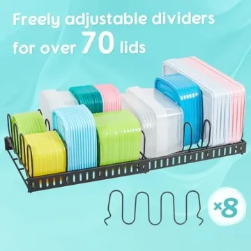 Expandable Food Container Lid Organizer for Kitchen Tidy