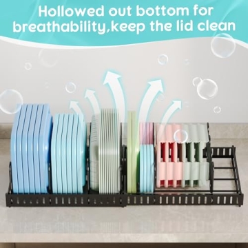 Expandable Food Container Lid Organizer for Kitchen Tidy