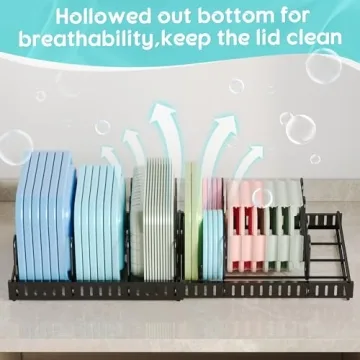 Expandable Food Container Lid Organizer for Kitchen Tidy