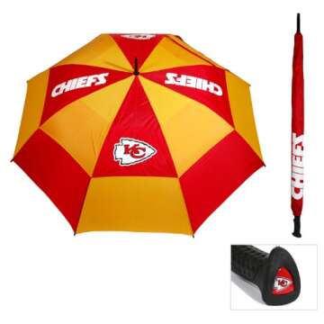 Team Golf NFL Kansas City Chiefs Golf Umbrella 62" Golf Umbrella with Protective Sheath, Double Cano...
