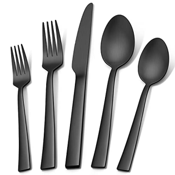 Herogo 40-Piece Matte Black Silverware Set for 8