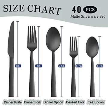 Herogo 40-Piece Matte Black Silverware Set for 8