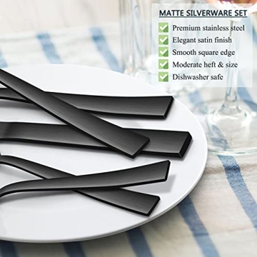 Herogo 40-Piece Matte Black Silverware Set for 8