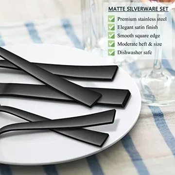 Herogo 40-Piece Matte Black Silverware Set for 8