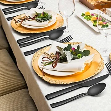 Herogo 40-Piece Matte Black Silverware Set for 8
