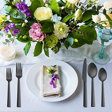 Herogo 40-Piece Matte Black Silverware Set for 8