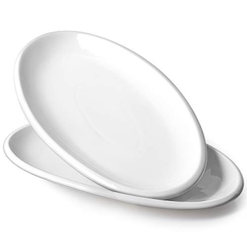 DOWAN 14" White Serving Platters - Elegant and Functional Set of 2