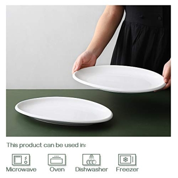 DOWAN 14" White Serving Platters Set of 2 for Entertaining