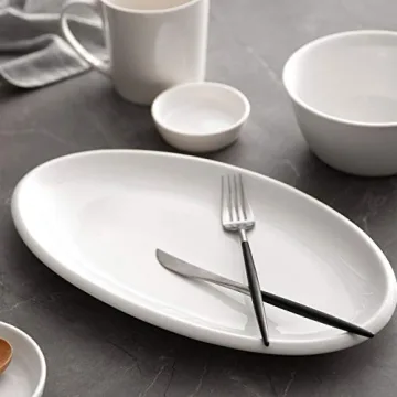 DOWAN 14" White Serving Platters Set of 2 for Entertaining