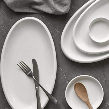 DOWAN 14" White Serving Platters Set of 2 for Entertaining