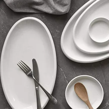 DOWAN 14" White Serving Platters Set of 2 for Entertaining