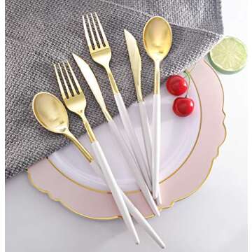 Supernal 102pcs Gold Plastic Cutlery for Events