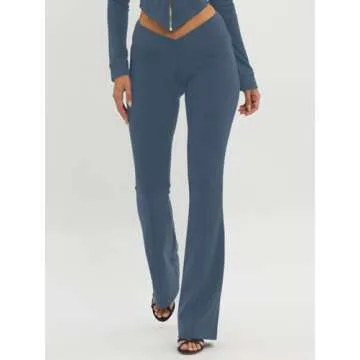 Fisoew Womens V Waist Flare Yoga Pants for Stylish Workouts