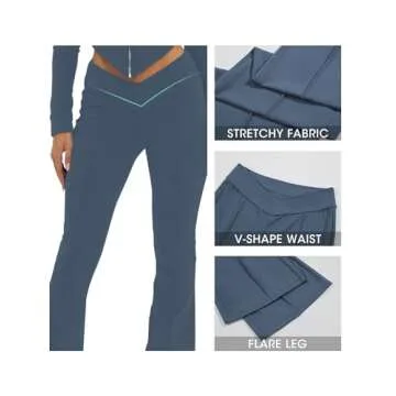 Fisoew Womens V Waist Flare Yoga Pants for Stylish Workouts