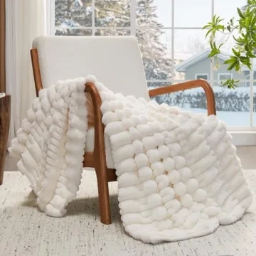 BEDELITE Faux Fur Throw Blanket for Couch - Super Soft & Warm Plush Striped Blanket for Sofa and Roo...