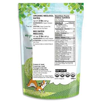Food to Live - Organic Medjool Dates, 2 Pounds Non-GMO, Whole Dried Dated with Pits, Large Size, Unsweetened, Unsulphured, Vegan, Sirtfood, Bulk.